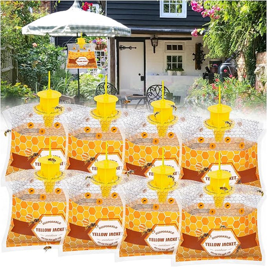 8 Pack Disposable Carpenter Bee Traps for Outside Wasp Traps Outdoor Hanging Yellow Jacket Trap Hornet Trap Bee Killer, Wasp Catcher for Patio, Garden