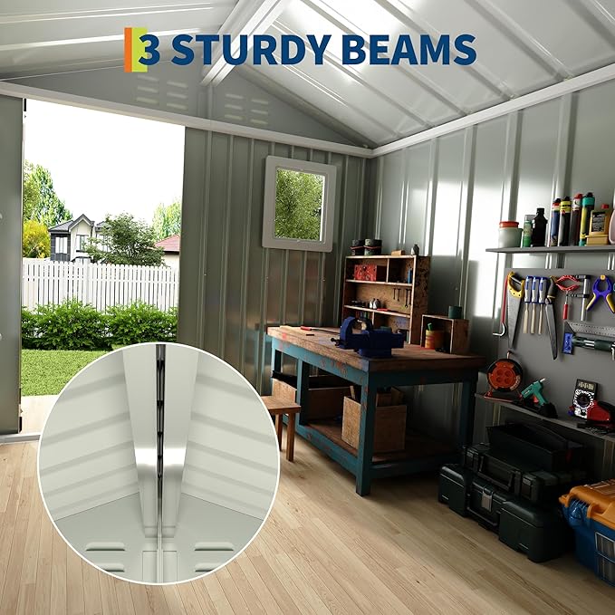 6x4 FT Metal Storage Sheds Outdoor with Window, Metal Yard Sheds Garden Shed Kit, MetalTool Shed with Lockable Door, UtilitySheds Buildings with Air Vent