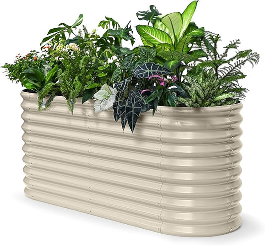 30" Extra Tall Galvanized Raised Garden Bed, 6x2x2.5 ft Metal Planters for Outdoor Plants, Heavy Duty Flower Bed Deep Root for Vegetable, Garden Bed Outdoor Large Planter Box - Sand Beige