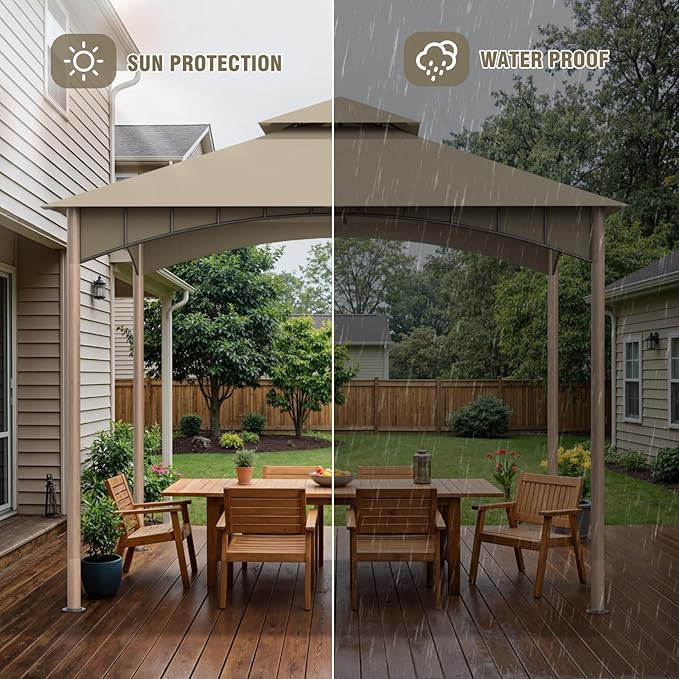 Sannwsg Outdoor Patio Gazebo 10x10 FT, Heavy Duty Gazebos, Soft Top Gazebo with Metal Frame, Double Roof Canopy, Permanent Pavilion for Decks & Backyards