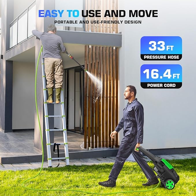 Professional Electric Pressure Washer 5000PSI, 4.0GPM Portable Power Washer with 4 QC Nozzles and Soap Bottle, Cleaner Machine for Cars/Home/Driveways/Patios/Decks/Fences