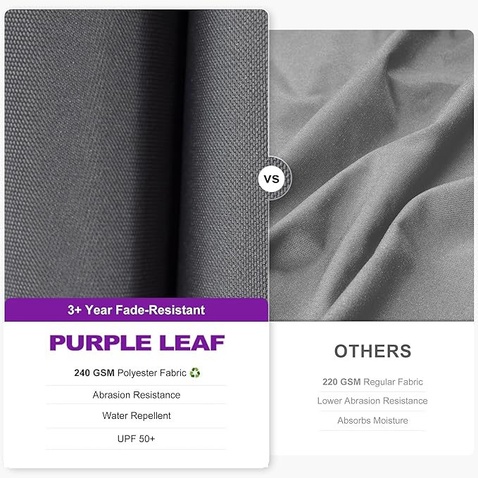 PURPLE LEAF 6.5' X 10' Left-right Tilt Patio Umbrella with Base Outdoor Cantilever Swivel Rectangle Umbrella Offset Umbrella with 360-degree Rotation for Garden Deck Pool Patio Light Grey