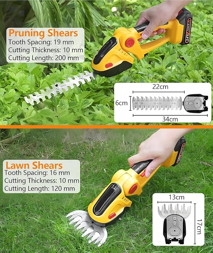 24V Cordless 2-in-1 Hedge Trimmer - High Power Long-Lasting Battery & Charger Included - Ideal for Garden Yard Lawn Edging