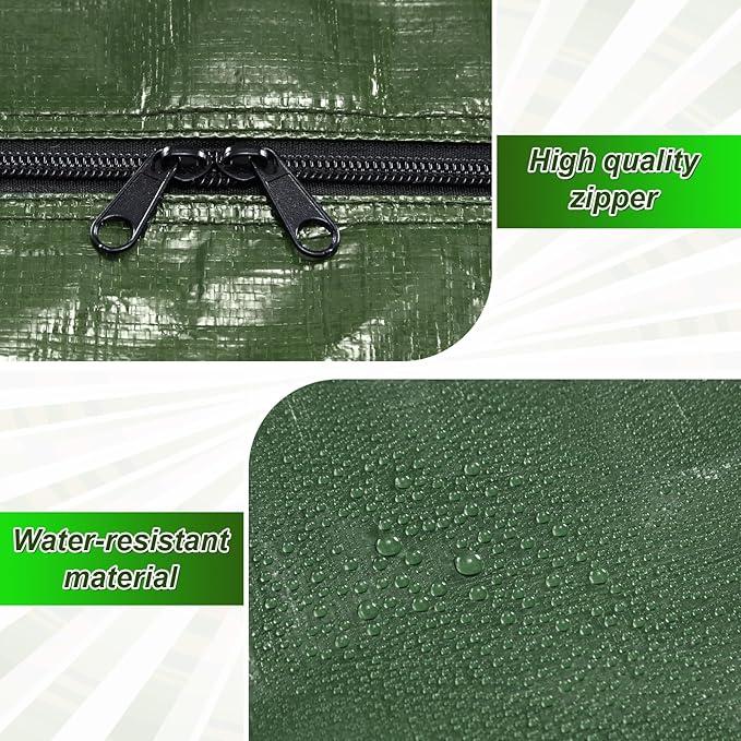 Windyun 4 Pack 69 Gallon Extra Large Storage Bags XXL Moving Bags with Zipper Handles Heavy Duty Jumbo Big Tote Box for Christmas Tree Storage 4, 5, 7.5, 9, 10, 12 ft Skeleton College Dorm(Army Green)