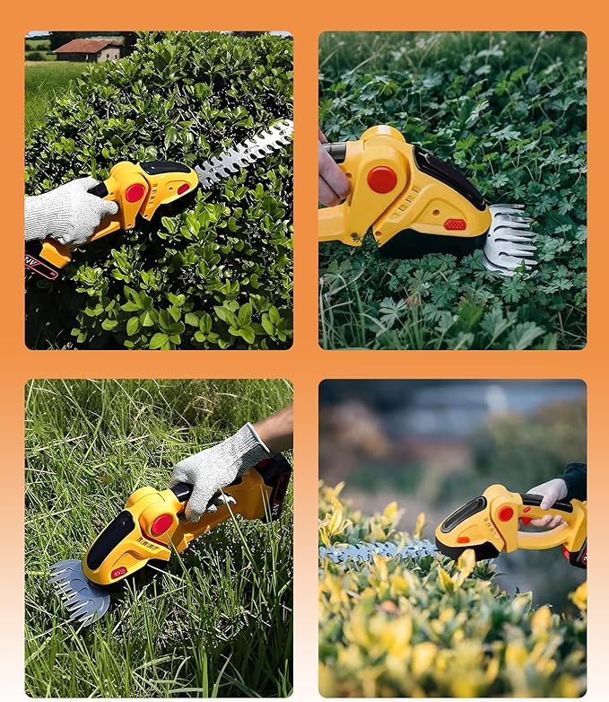 24V Cordless 2-in-1 Hedge Trimmer - High Power Long-Lasting Battery & Charger Included - Ideal for Garden Yard Lawn Edging