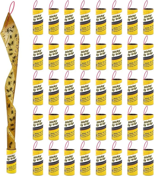 40 Rolls Fruit Fly Traps for Indoors, Fly Trap, Fly Trap Indoor for Home, Fly Traps Outdoor, Sticky Fly Strips, Fly Glue Paper Tape Catcher Ribbon for Gnat Fungus Fruit Flies
