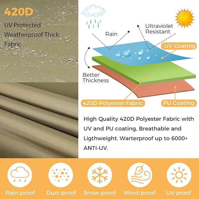 REDRICH Fire Pit Cover Square – Heavy Duty Outdoor Firepit Cover, Full Coverage Patio Outdoor Fireplace Cover, Dustproof Anti UV and Waterproof, 28’’L x 28’’W x 16’’H Brown