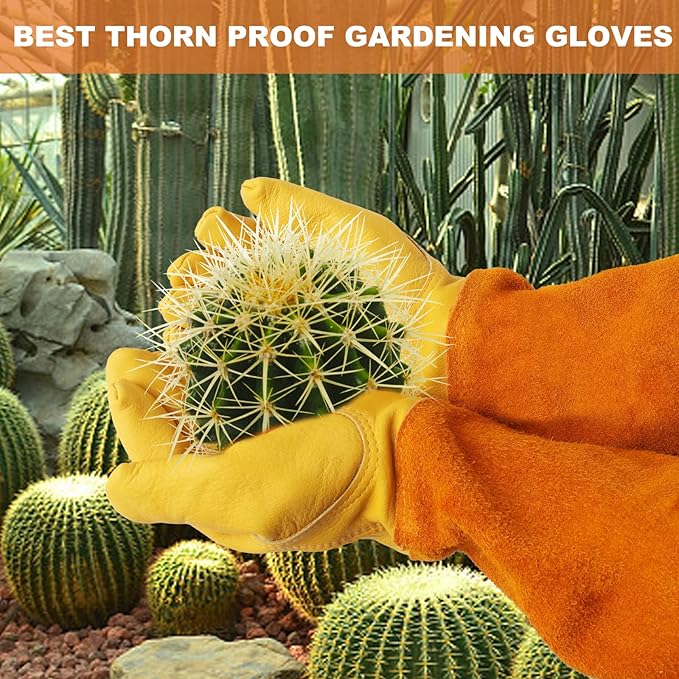 Long Gardening-Gloves Women/Men-Thorn proof Rose Pruning Heavy Duty Gauntlet, Best Garden Gifts for Gardener-XS