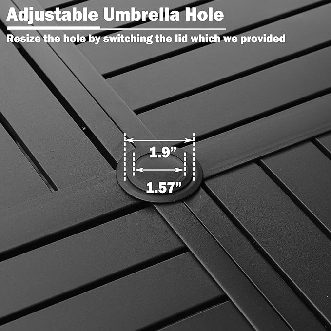 Sophia & William 42" Round Patio Table, Black Metal Outdoor Dining Table for 4, E-Coating Outdoor Patio Table with 1.57" Umbrella Hole for Backyard, Garden