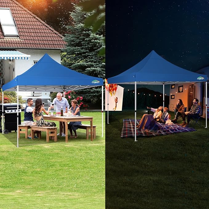 COBIZI 10x10ft Pop Up Canopy with 4 Removable Sidewalls, Easy Up Commercial Gazebos, Waterproof and UV50+ Gazebo with Portable Bag, Adjustable Leg Heights, Tents for Parties, with 4 sandbags