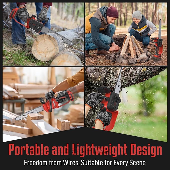 Mini Chainsaw for Milwaukee M18 Battery, 12 Inch Electric Chainsaw with Auto Oiler & Security Lock, for Wood, Trees Cutting (Battery Not Included)