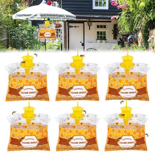 6 Pack Carpenter Bee Traps for Outside, Disposable Wasp Traps Outdoor Hanging, Yellow Jacket Trap, Hornet Trap Bee Killer Wasp Catcher Outdoor Flying Insect Trap for Bug