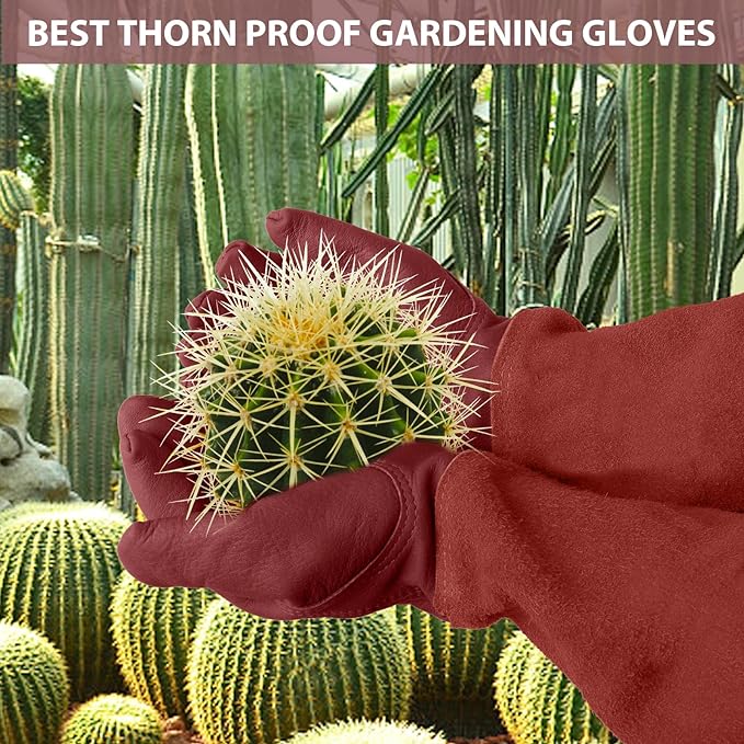 Long Gardening-Gloves Women/Men-Thorn proof Rose Pruning Heavy Duty Gauntlet, Best Garden Gifts for Gardener-S