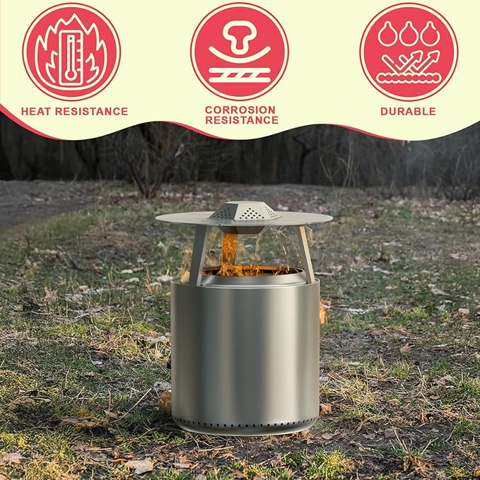 Heat Deflector for Solo Stove Bonfire 19.5" Accessories, Portable Heat Diffuser for Solo Stove Bonfire 2.0 for Firepit Captures & Redirects Warmth, 304 Stainless Steel Diffuser with Carrying Handle