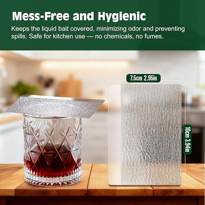 Double-Sided Sticky Trap Covers for Fruit Fly Traps – 25 Pack Adhesive Cards for Fruit Fly – Clear, Mess-Free, Indoor Use