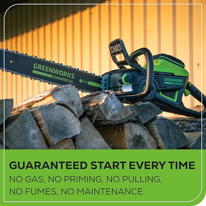 Greenworks 82V 18" Brushless (2.7 kW) Cordless Chainsaw (210 Cuts Per Charge), 4.0Ah Battery and Dual Port Rapid Charger (Great For Landscapers and Professionals)