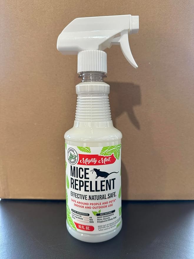 Mighty Mint Peppermint Oil Mouse Repellent Spray – Natural Indoor & Outdoor Control for Mice and Rodents – Plant-Based, Extra-Strong Formula - 16 oz (Pack of 2)