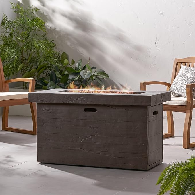 Propane Fire Pit Table, 45 Inch Firepits for Outside, Rectangular Gas Fire Pit for Outside Patio, Propane Fire Table, 50000BTU, Brown