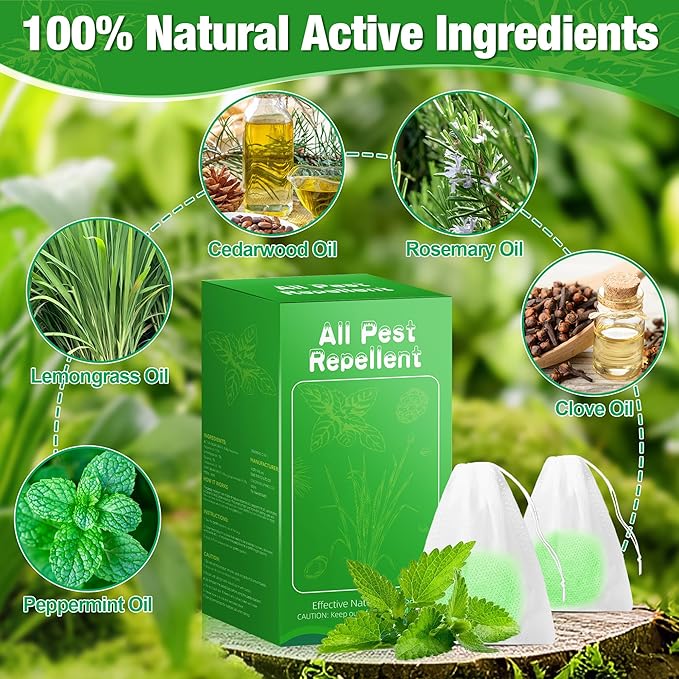 Pest Rodent Repellent, 48 Pack Peppermint Oil for Mice, Mouse, Rats, Spider, Roach, Ant, Bugs, Squirrel, Insect Control Indoor & Outdoor, Natural Mouse Deterrent Replace Traps Family & Pet Safe