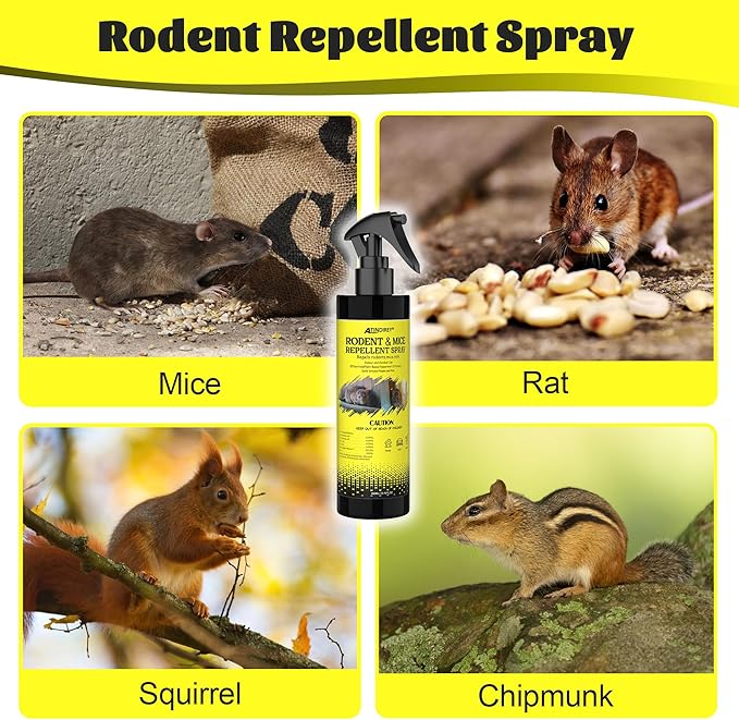 Rodent & Mice Repellent Spray,300ml,Creates Protective Barrier for Car Engine, Garage, RV & Home, Long Lasting Protection, Peppermint Scent