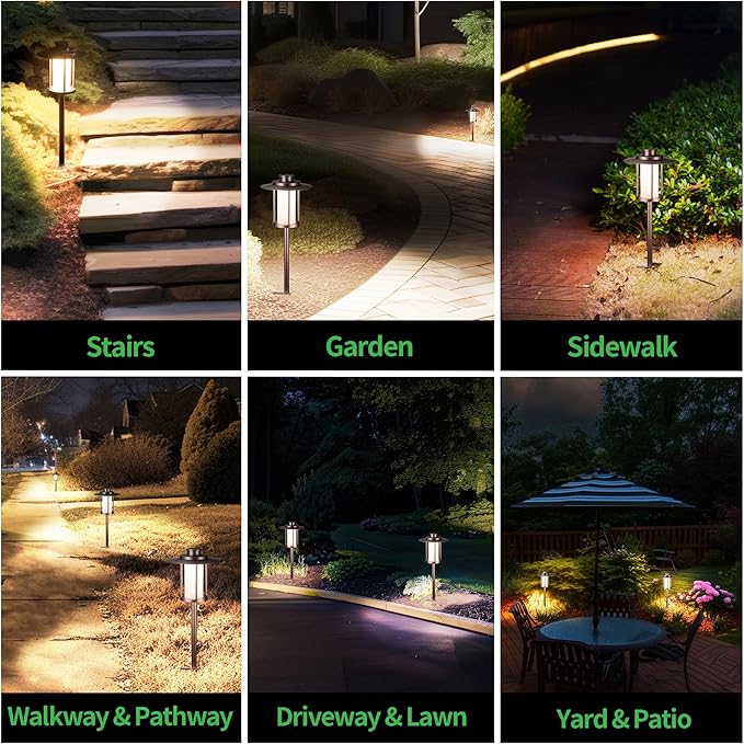 Varmtalys Pathway Landscaping Lighting Low Voltage, 5CCT Adjustable Setting Garden Path Light LED 12V, Outdoor Waterproof Walkway Lights, 5W 150LM ORB All Aluminum for Outside Patio Yard (10 Pack)