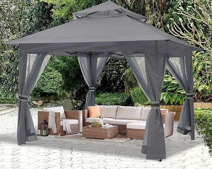 ABCCANOPY Pop Up Gazebo 13x13 - Outdoor Canopy Tent with Mosquito Netting for Patio Garden Backyard(Gray)