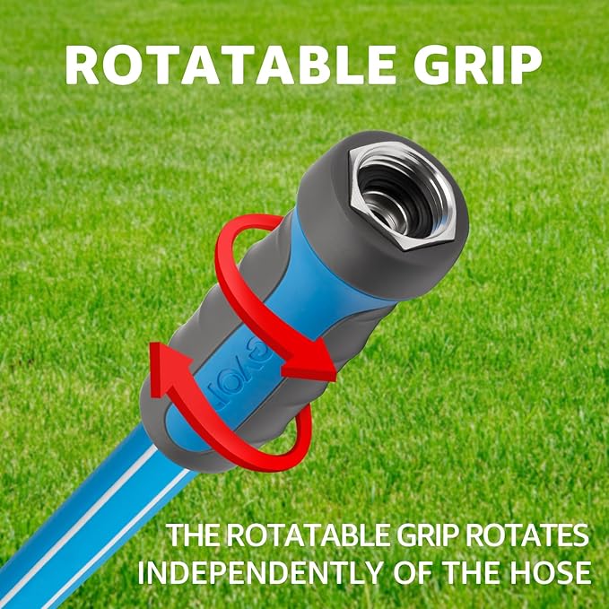 Fevone Garden Hose 55 ft., Lightweight Hybrid Water Hose, Flexible and Durable, Leak-Free Connections