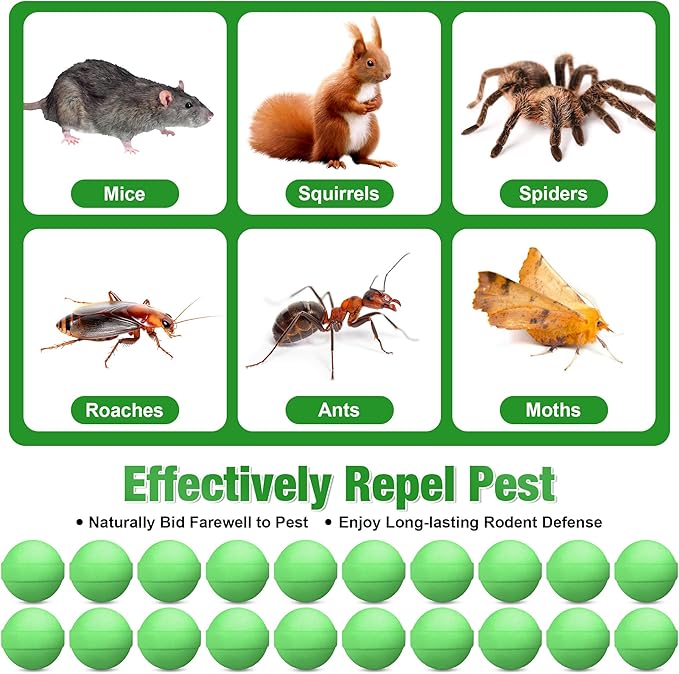 Pest Rodent Repellent, 48 Pack Peppermint Oil for Mice, Mouse, Rats, Spider, Roach, Ant, Bugs, Squirrel, Insect Control Indoor & Outdoor, Natural Mouse Deterrent Replace Traps Family & Pet Safe