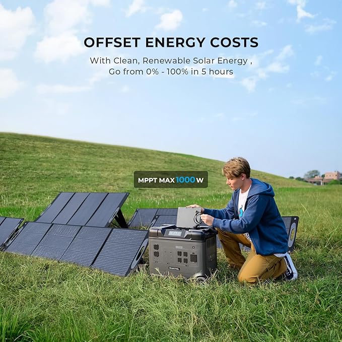 OUKITEL P5000 Pro 3600W Solar Generator with 2x400W Panel, 5120Wh Solar power station with 5 AC Outlets (6000W Peak), 1800W Fast Charging, Emergency Battery Backup for Home, Camping & RVs
