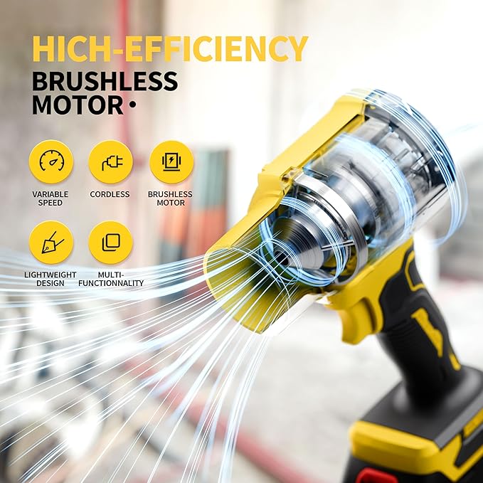 Leaf Blower Cordless & Battery and Charger, 980,000 RPM, Extended Nozzle, Lightweight Handheld, Blower for Patio Cleaning, Car Blowing Water, Blowing Leaves and Dust, Gifts for Men Dad Husband Yellow
