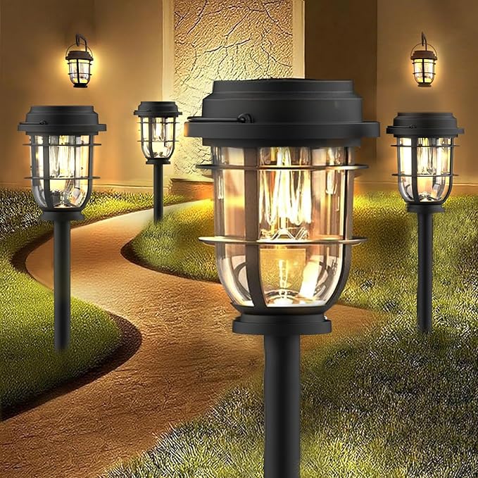 Solar Pathway Light, Bright Auto Garden Lights Decor - Durable Landscape Lighting for Lawn, Patio, Walkway, Driveway, Housewarming Gift Ideas
