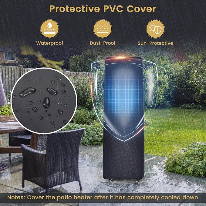 Giantex 41,000 BTU Outdoor Heater, Propane Patio Heater, Outside Space Heater with Protective Cover, Wheels & Adjustable Feet, CSA Certification, Portable Gas Heater for Garden, Yard (Gray)