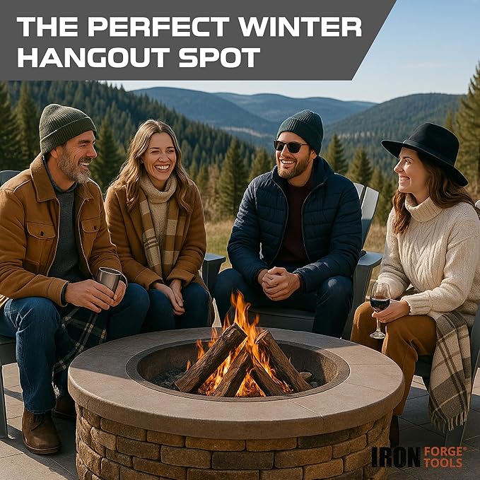 Iron Forge Tools Fire Pit Ring 24 inch Outer/18 inch Inner - Heavy Duty Metal Smokeless Round Fire Pit Insert Liner for Outdoor - (24x18x10 Inch) - Utility Patent Pending