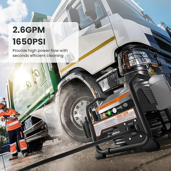 Giraffe Tools Commercial Electric Ultraflow Pressure Washer - Featuring 1000H All-Copper Pump, Dual Wall/Floor Mount, Brushless Motor, 60dB Low Noise, High Efficiency Cleaning Machine
