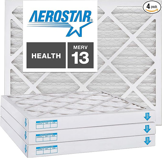 Aerostar 14x18x2 MERV 13, Pleated Air Filter, 14x18x2, Box of 4, Made in the USA