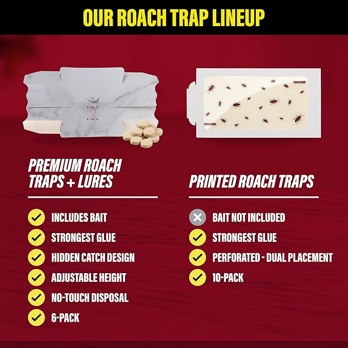Catchmaster Cockroach Killer Trap with Roach Bait Used by Pest Professionals (10-Pk) - Sticky Glue Roach Traps for House – Kitchen, Bathroom & Garage, Indoor Pest Control and Bug Catcher
