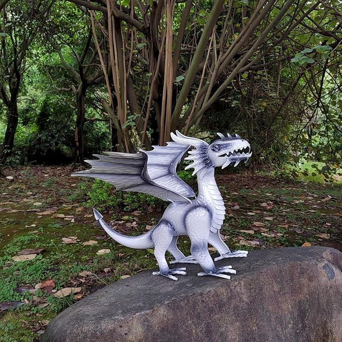 Joyful Home Decorative Dragon Figurine White, Blizzard The Dragon Statue, Design Tales of legendia Flying Dragon Statue, The Dragon of Mythical Castle Garden Statue