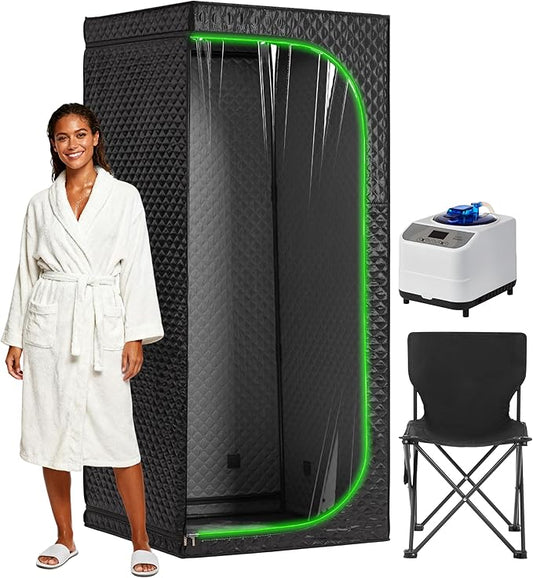 Steam Sauna Tent for Home with Transparent Door, Portable Indoor Sauna with Powerful Steam Heating, Foldable Personal Spa for Relaxation (Single Rectangular, Black)