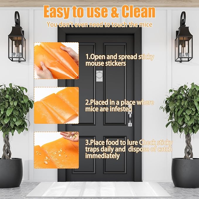 Qualirey 8 Pack Large Sticky Mouse Trap 24 Inch Sticky Rat Glue Roach Indoor Pest Control for Trapping Snakes Rats Spiders Roaches in Restaurant Kitchen House Supplies (Orange)