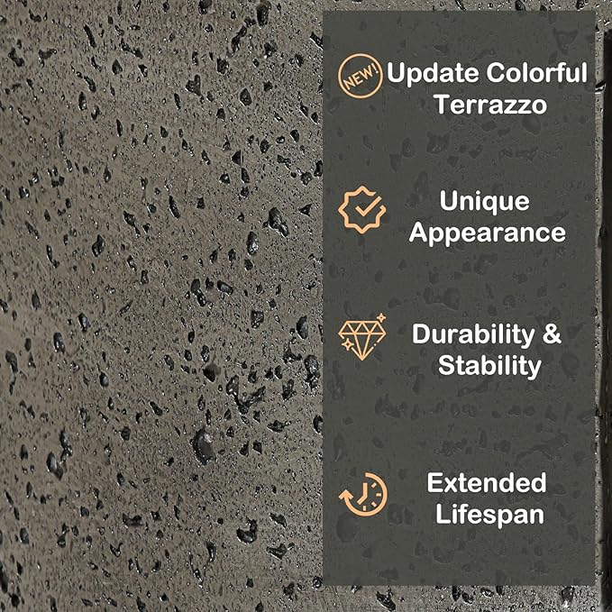 SUNBURY Outdoor Travertine Fire Pit Table, Propane Gas Fire pits &Outdoor Fireplaces 35 inch Square Firepit Table with Tank Cover, 50000 BTU Fire Table for Patio Set, Stone Gray