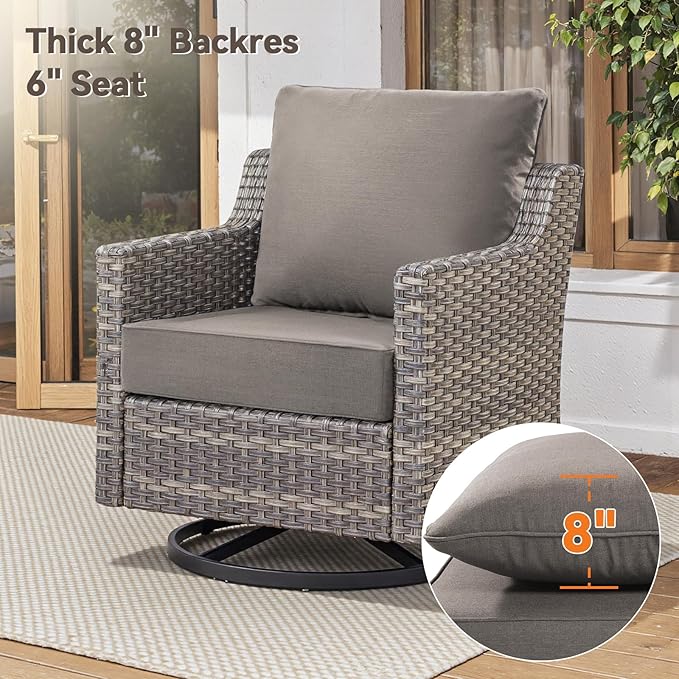6" Thick Outdoor Cushions 22x24x6, 2-Set Deep Seat Patio Cushions with Removable Cover, Waterproof & Fade Resistant Replacement for Wicker Chair, Loveseat, Sofa - Grey