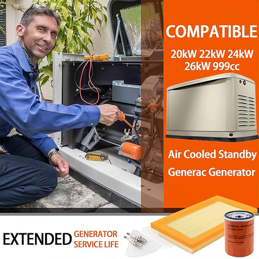 6485 Maintenance Kit 2-Pack for 16-26kW Air Cooled Standby Generators (999cc Engine) | Double Value Bundle with 070185E Oil Filters, 0J8478S Air Filters, RC12YC Spark Plugs | 1-Year Warranty