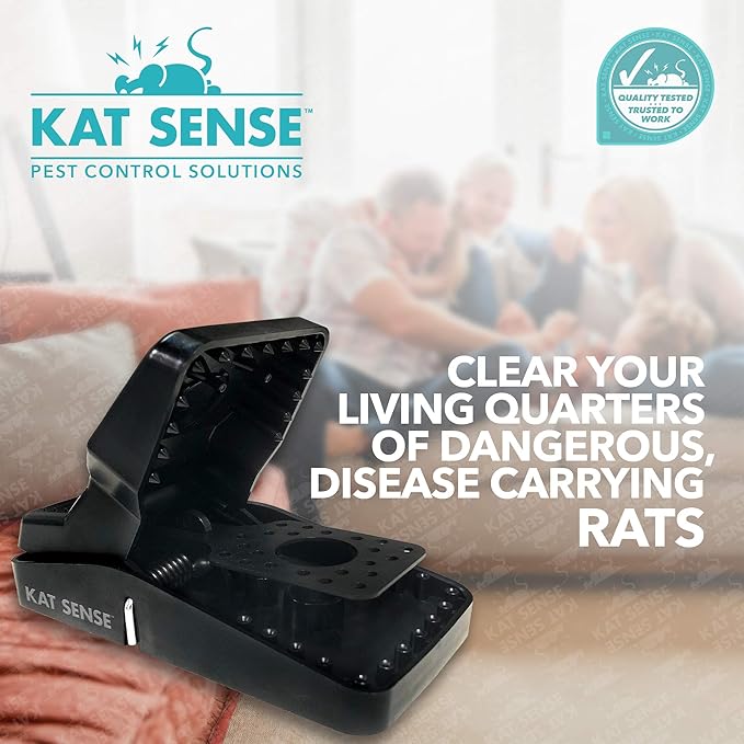 Kat Sense Rat Traps That Work Indoor & Outdoor for Instant Kill Results, Set of 8 Large Reusable Snap Traps for Mice Chipmunks 'N Squirrels