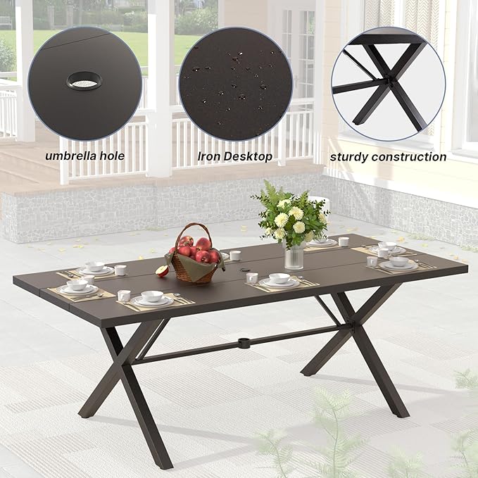 Outdoor Dining Set Patio Dining Table and Chairs Set Outdoor Furniture Set (Dark Blue, 16 Dining Set)