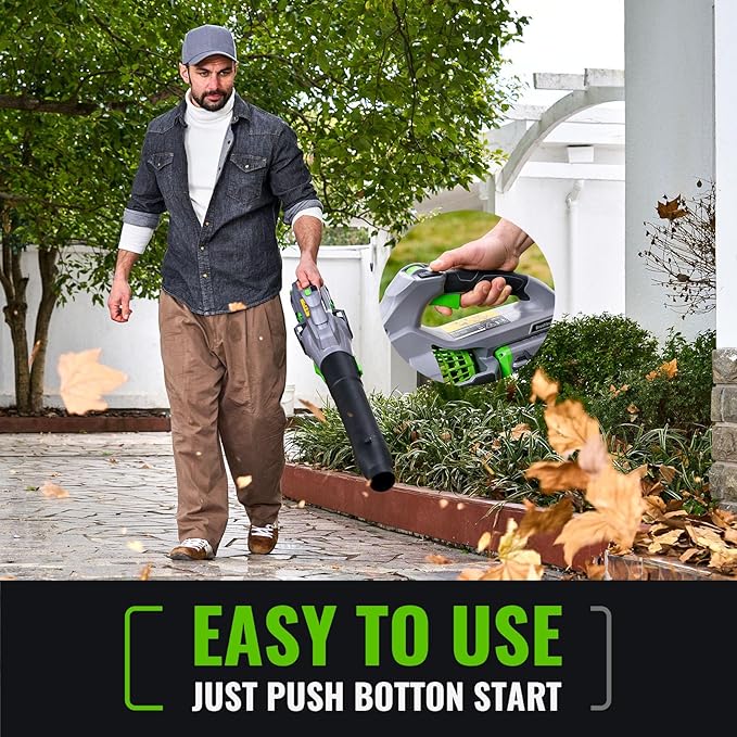 NovorikX Leaf Blower, 60-Volt 810 CFM Brushless Electric Cordless Leaf Blower, 2.5Ah Battery and Charger, Lightweight Leaf Blowers for Patio Care