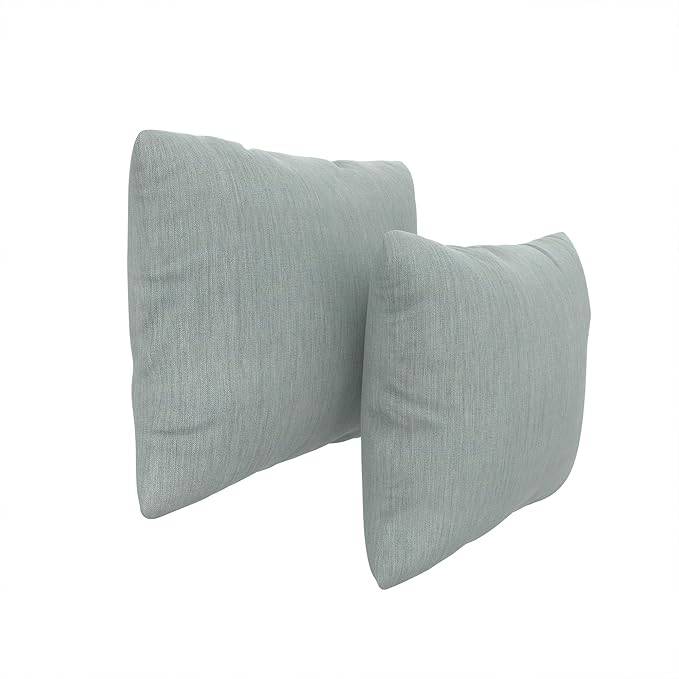 Covers & All Sunbrellla Outdoor Pillows for Patio Furniture, UV Fade Resistant & Waterproof Outdoor Sunbrella Lumbar Pillows, Set of 2 Inserts & Covers for Patios, Decks and Porches (Cast Mist)