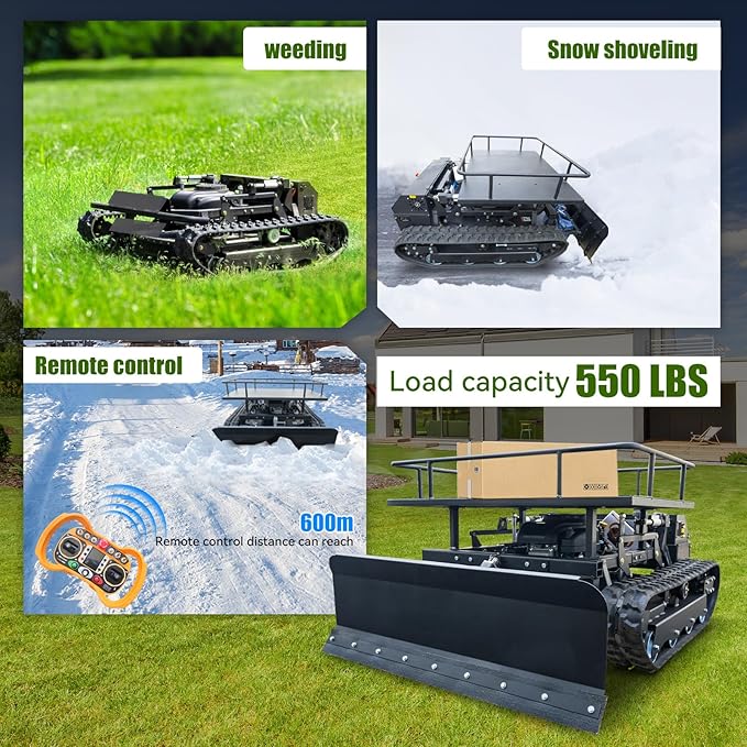 Lawn Mower, Remote Control Lawn, Small Crawler,22HP Gas Engine,Oil-Electric Hybrid Drive Lawn Mowing and Weed Whacker, All Terrain Grass Cutter Yard Mower, 65° Climbing (SKD-608-90TXC)