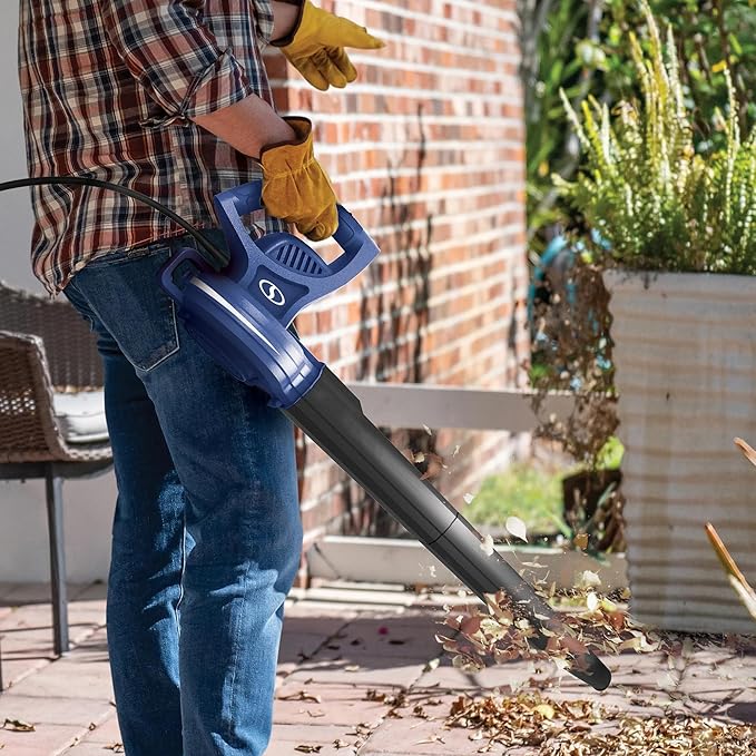 Sun Joe Corded Electric Leaf Blower Machine, 155 MPH, 260 CFM, 6-Amp Motor, Blue - Portable and Lightweight Gardening Equipment for Yard Care and Lawn Maintenance, SBJ597E-SJB