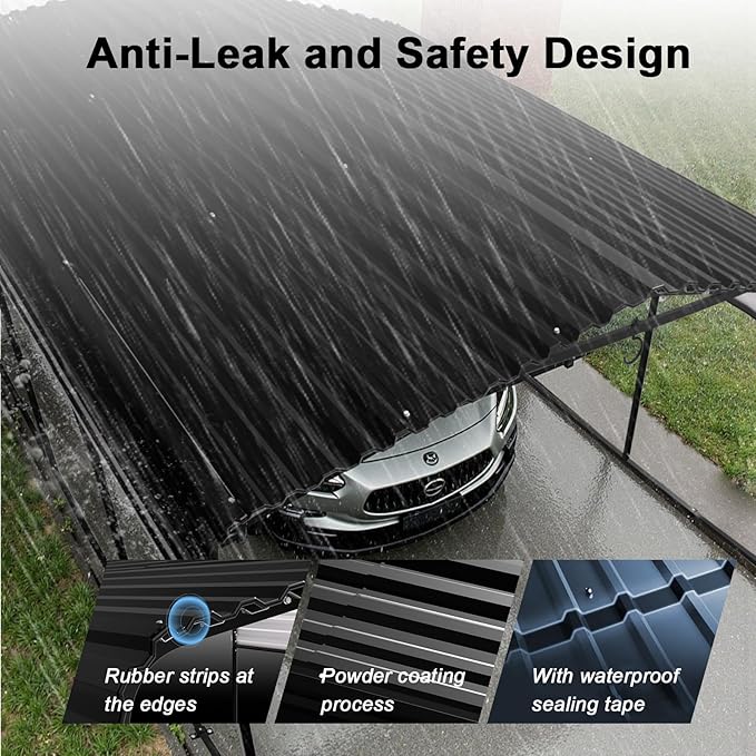 12x20FT Heavy Duty Metal Carport - Reinforced Galvanized Carport Canopy for All-Weather Shelter, Enhanced Wind Resistance for Boats, Cars, Trucks and Tractors