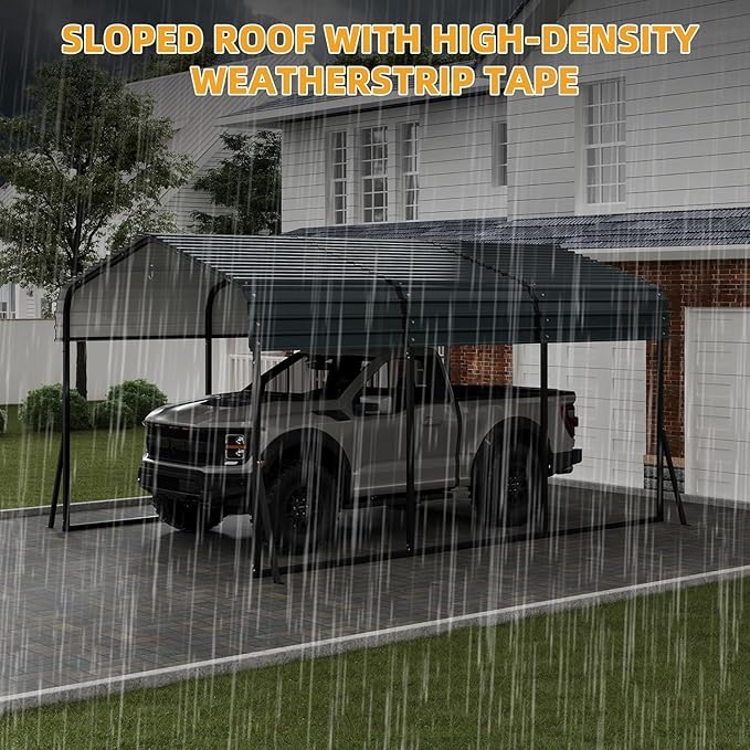 GAOMON Metal Carport, Carport with Reinforced Base and Galvanized Steel Roof, Heavy Duty Garage Car Shelter Shade, Outdoor Car Port Canopy for SUV, Truck, Boats, 10x15 FT